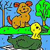 Alone dog and duck coloring game