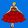 Beautiful red dressed girl coloring game