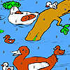 Duck family in the river coloring game