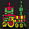 Fast red train coloring game