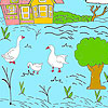 Little farm and ducks coloring game