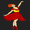 Red dress ballerina girl coloring game